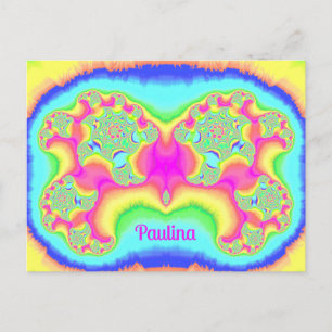 PAULINA ~ VET ~ FLUORROZE ~ 3D fractaal ontwerp ~ Briefkaart
