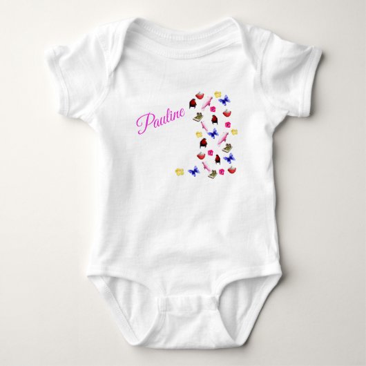 Pauline Nom Avec Bunnies Perroquets, Body Bébé (Devant)