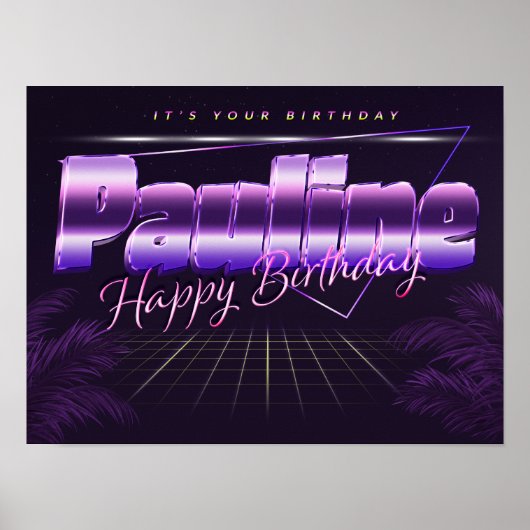 Pauline Nom Vorname lila retro Poster Geburtstag (Devant)