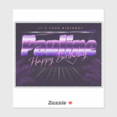 Pauline Prénom lila retro Sticker (Feuille)