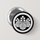 Paulownia met 5&3 bloei in cirkel ronde button 5,7 cm (Voorkant /achterkant)