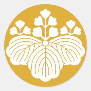 Paulownia met 5&3 bloemen ronde sticker