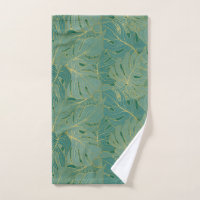 Paume luxuriante feuille motif en vert et or