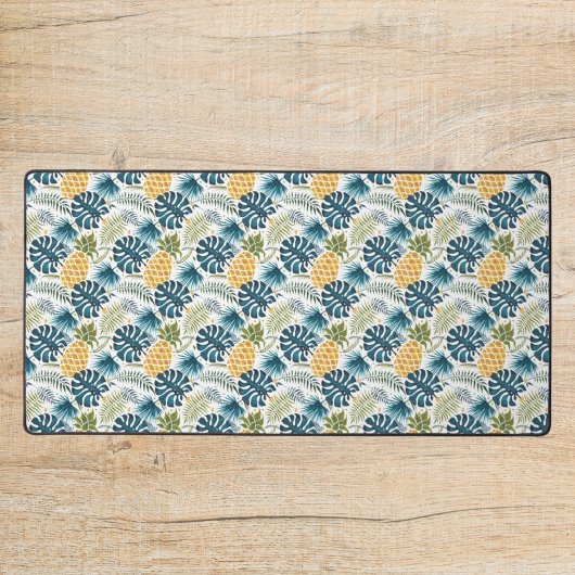 Paume tropicale feuille ananas doré blanc bleu