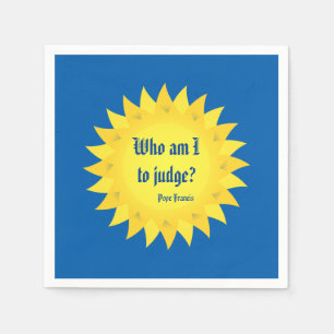 Paus Franciscus, wie ben ik om papieren servetten 