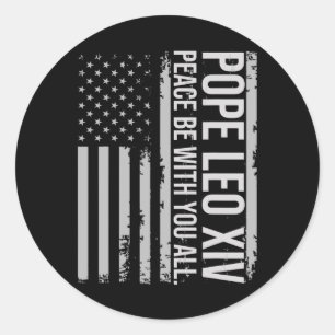 Paus Leo XIV 14e Eerste Amerikaanse Paus Vlag Vin Ronde Sticker