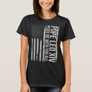 Paus Leo XIV 14e Eerste Amerikaanse Paus Vlag Vin T-shirt
