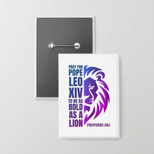 PAUS LEO XIV Bid Vette Leeuw Christelijk Button (Voorkant / Achterkant)