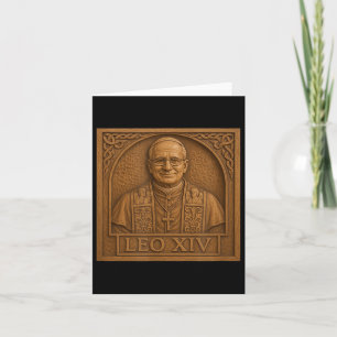 Paus Leo XIV _ Houten Carving Christelijk Catholic Kaart