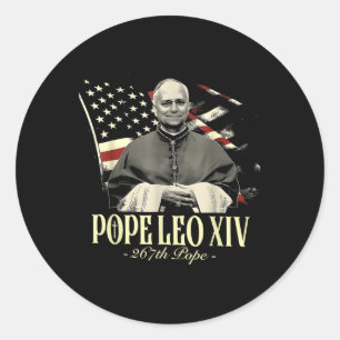 Paus Leo XIV Patriottisch Verenigde Staten Christe Ronde Sticker