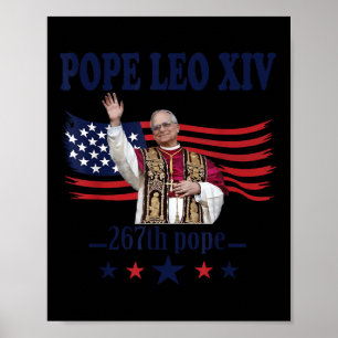 Paus Leo Xiv Vlag Van De Vs 267e Paus Leo Xiv Grap Poster