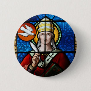 Paus Saint Gregory the Great - Glas in lood Ronde Button 5,7 Cm