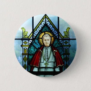 Paus Saint Pius X Glas in lood Art Ronde Button 5,7 Cm