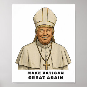 Paus Trump Grappig Trump Vaticaan Christelijk Retr Poster