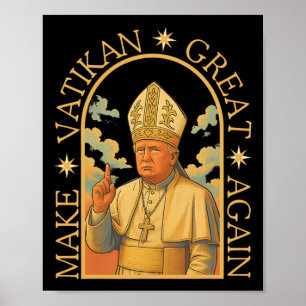 Paus Trump Grappig Trump Vaticaan Christelijk Retr Poster