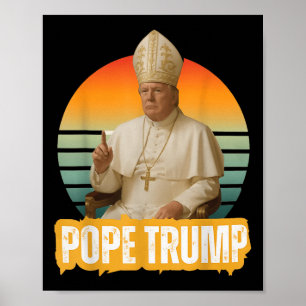 Paus Trump Grappig Trump Vaticaan Christelijk Retr Poster
