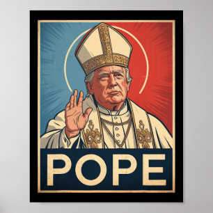 Paus Trump Grappig Trump Vaticaan Christelijk Retr Poster