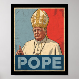 Paus Trump Grappig Trump Vaticaan Christelijk Retr Poster