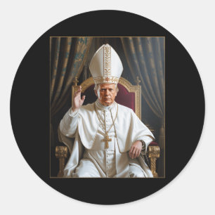Paus Trump Grappig Trump Vaticaan Christelijk Retr Ronde Sticker