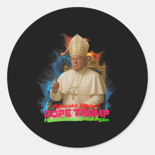 Paus Trump Grappig Trump Vaticaan Christelijk Retr Ronde Sticker