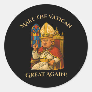 Paus Trump Grappig Trump Vaticaan Christelijk Retr Ronde Sticker