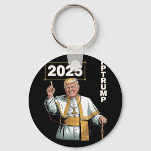 Paus Trump Grappig Trump Vaticaan Christelijk Retr Sleutelhanger