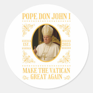 Paus Trump Paus Don John I Grappige politieke sati Ronde Sticker