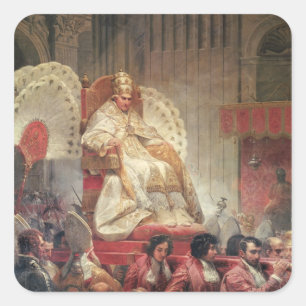 Paus VIII in St. Peter op de Sedia Gestatoria Vierkante Sticker