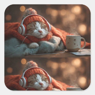 Pause Doux – Autocollant Chat D'hiver Confortable