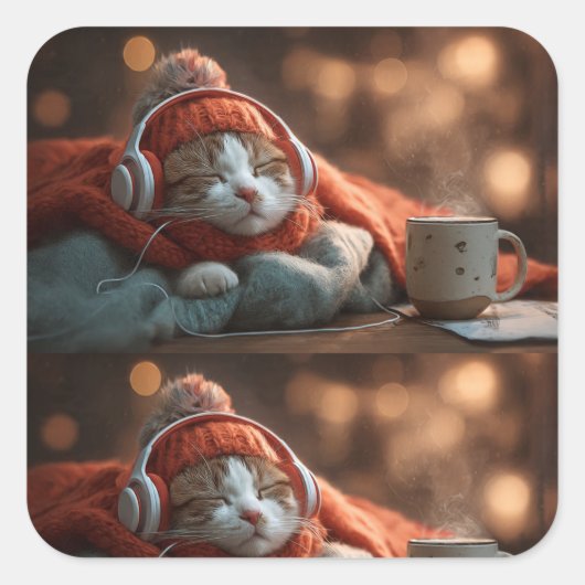 Pause Doux – Autocollant Chat D'hiver Confortable (Devant)
