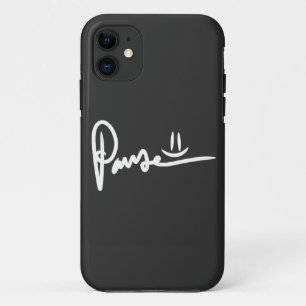 Pause Emoji White Typografie iPhone 11 Hoesje