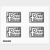 PAUSE PRAY-PROCES RECHTHOEKIGE STICKER (Vel)