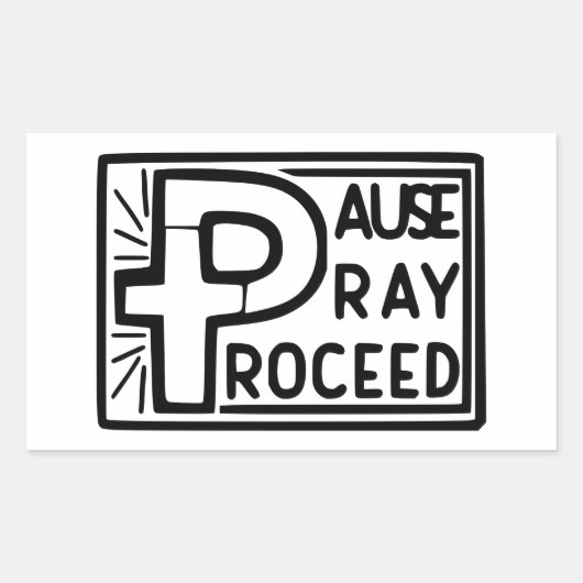 PAUSE PRAY-PROCES RECHTHOEKIGE STICKER (Voorkant)