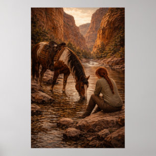 Pause rafraîchissante   Art équestre   Affiche