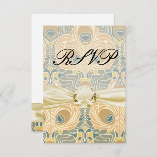 pauw art nouveau RSVP kaartje (Voorkant / Achterkant)