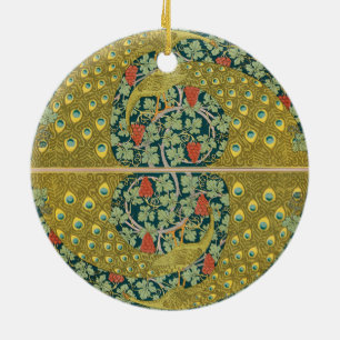 Pauw Art Nouveau stijl ronde ingewikkelde ontwerp Keramisch Ornament