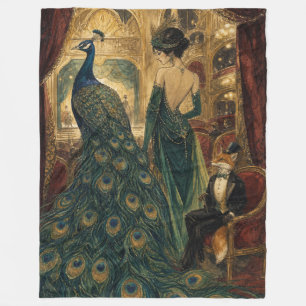 Pauw bij de Opera Vintage Glamour Vogel Kunst Fleece Deken