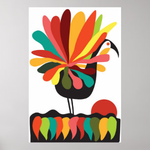 pauw bij zonsondergang poster