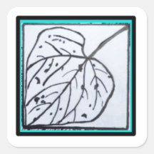 Pauw & Blad serie - Blad vierkante zegel turquoise