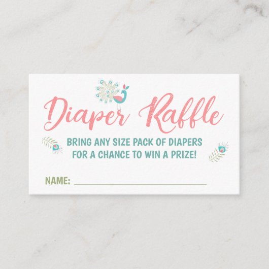 Pauw en Baby Fox Luier Raffle Tickets Informatiekaartje (Voorkant)