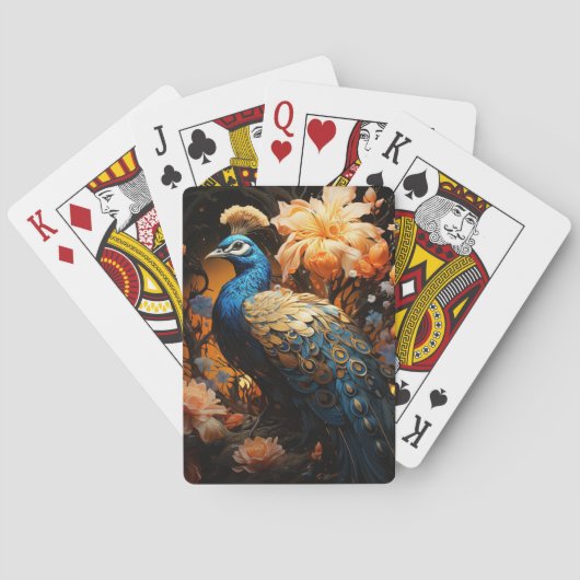  pauw en bloemen pokerkaarten (Achterkant)
