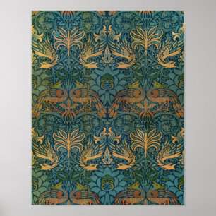 Pauw en draak, 1878, William Morris Poster