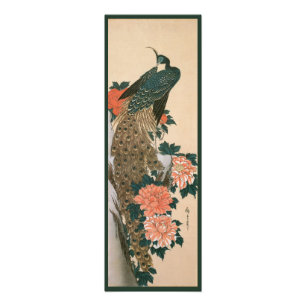 Pauw en Pioenrozen door Hiroshige, Japanse Kunst Foto Afdruk