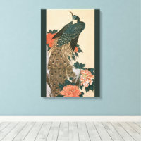 Pauw en Pioenrozen van Hiroshige, Japanse Kunst