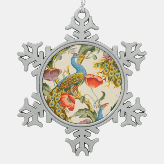 Pauw en Poppies illustraties Tin Sneeuwvlok Ornament (Voorkant)