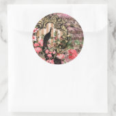 pauw floral musical note roze and gold ronde sticker (Tas)