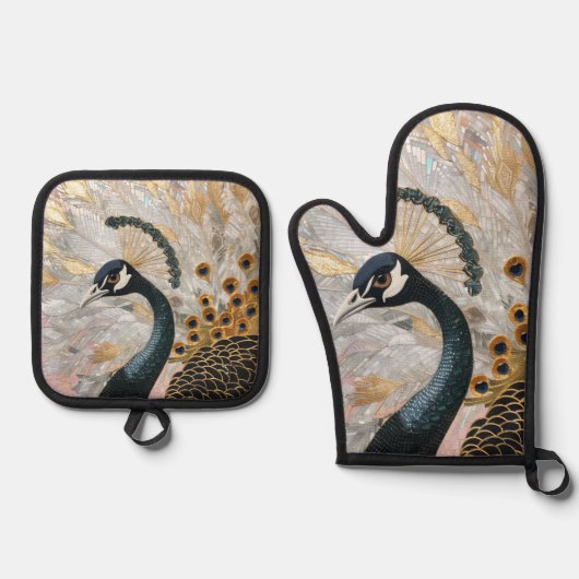  Pauw Gouden Kerst Ovenwant & Pannenlap Set (Voorkant)