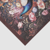 Pauw in de tuin bloemen in overvloed tissuepapier (Detail)