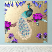 pauw in goud canvas afdruk (Insitu (Houten vloer))