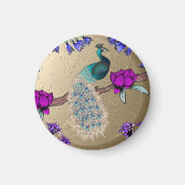 pauw in goud magneet